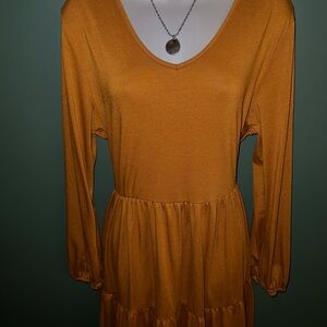 Source Unknown Mustard Long Sleeve Dress